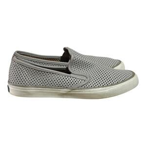 Sperry Seaside Perforated Slip On Sneakers Women's Size 9 Gray White STS95717